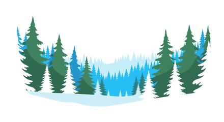 Obraz premium Winter Forest Landscape with Evergreen Trees and Snow