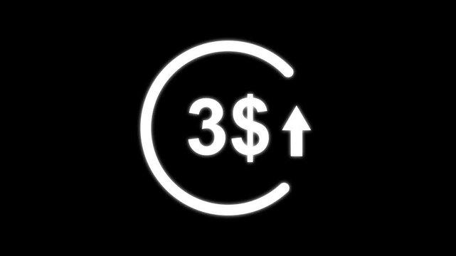 Financial Growth Icon with 3 Dollar Symbol and Upward Arrow in Circular Loop Representing Profit Increase Investment Success and Economic Expansion in Modern Minimalist Design.