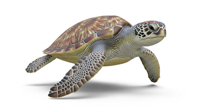 Detailed Sea Turtle Swimming Marine Illustration