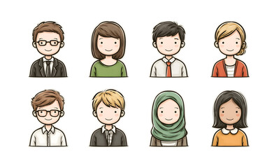 Obraz premium Diverse Cartoon Avatars Set with Business and Casual Styles for Marketing and Social Media Profiles