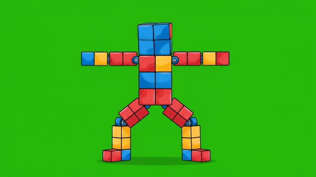 Colorful 3d rubik's cube rotation animation loop block bright