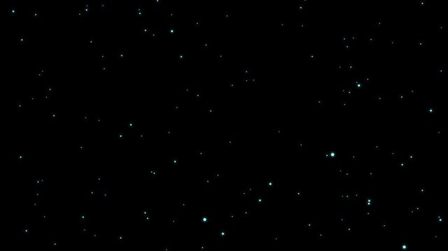 shiny blue green particle animation isolated on black background, floating sparks in slow motion, design element template overlay for xmas or futuristic technolgy 