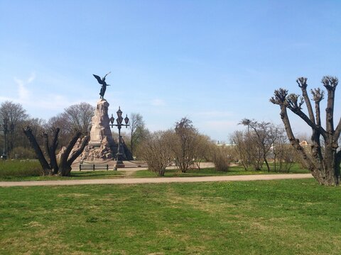 The Russalka Memorial Bronze Angel Monument on the Coast of the Baltic Sea in Tallinn, Estonia, 2015	
 