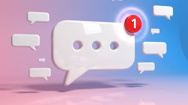 3d notification bubble with unread message on abstract background social media communication and digital interaction conceptual