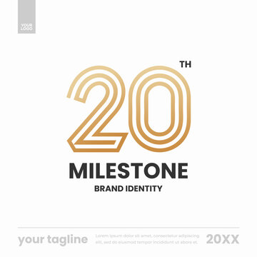 20th milestone brand identity gold outline social media template
