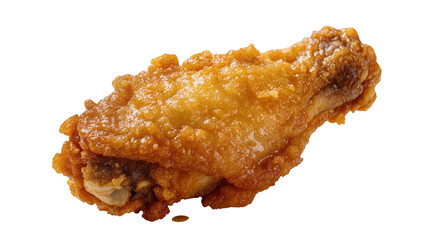 Crispy golden fried chicken wing coated in batter, isolated on transparent background © PROSTOCK
