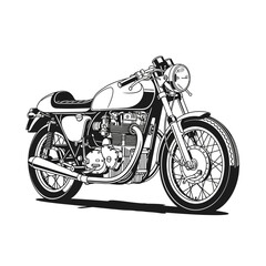 Obraz premium Vintage Cafe Racer Motorcycle Illustration, Classic Sportbike Line Art
