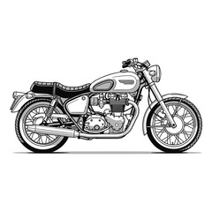 Obraz premium Classic Motorcycle Illustration - Vintage Bike Side View on White Background