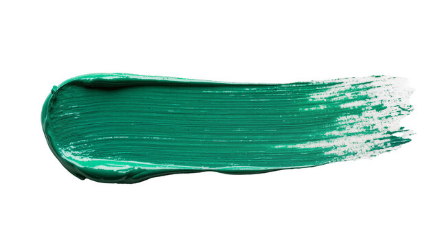 Thick emerald green paint smear with visible brush strokes, isolated on transparent background