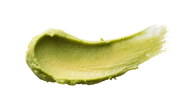 Green avocado paste smear, isolated on transparent background