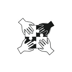 Fototapeta premium Teamwork, partnership, collaboration, puzzle pieces, hands working together