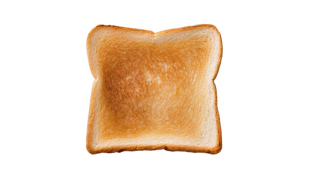 Golden brown toasted bread slice, perfectly isolated on transparent background