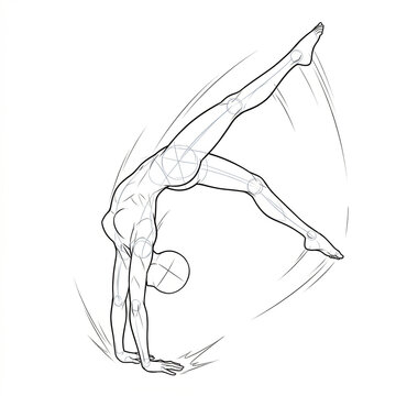 Anime girl back handspring step out mid-air split dummy guide.