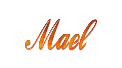 Fototapeta premium 3D fire text effect of name Mael on white background.