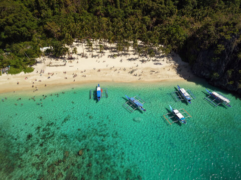 Seven Commandos Beach, located on the main island of El Nido, Palawan, is one of the most popular destinations for tourists, Philippines