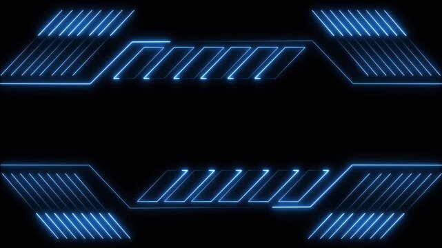 Blue neon HUD frame elements on black. Digital HUD frame for interface design. Modern HUD frame borders for technology and scientific software visualizations.
