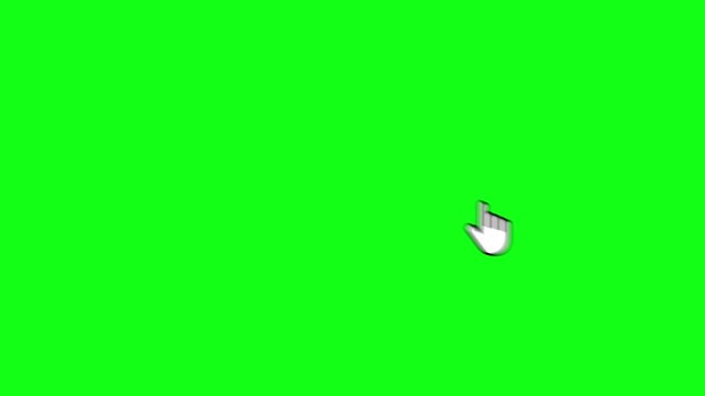 hand cursor clicking animation with circular tap effect on green screen background, finger pointer press interaction, user interface click indicator overlay for web tutorials and mobile app demos