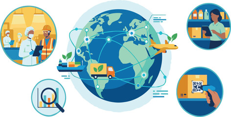Fototapeta premium Global Supply Chain Logistics and Green Shipping Concepts