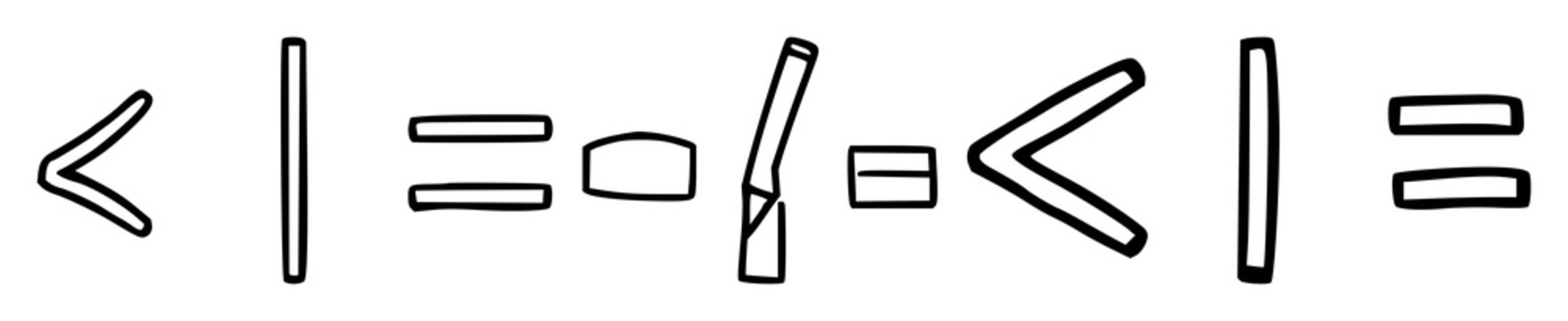 Math icon set with black line art on white background featuring mathematical symbols, equations, diagrams with geometry and algebra