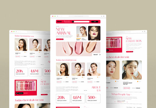 Ecommerce Landing Page Template Beauty Fashion Online Store UI