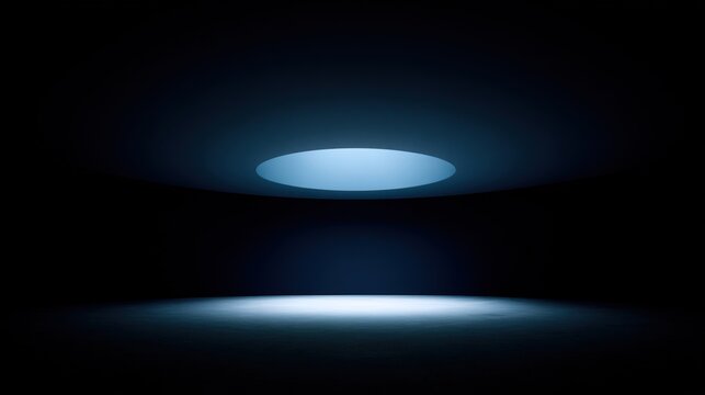 elliptical. Dark elliptical space with a single beam of light in the center, minimalist composition. travel magazines, destination branding, designed for outdoor magazines and nature guides.