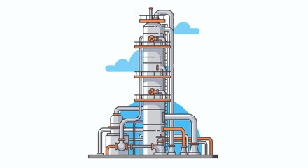 Naklejka premium Industrial facility with pipes and towers.