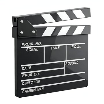 Black and White Clapperboard for Film Production and Filmmaking.