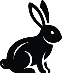 Obraz premium Black silhouette of a sitting rabbit animal 1
