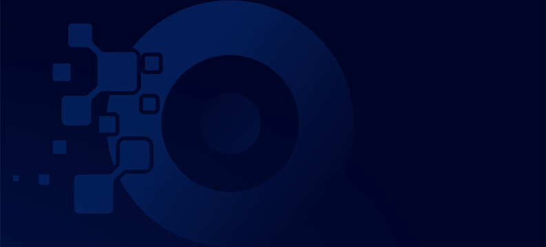 A futuristic square vector illustration of a glowing DNA helix surrounded by digital medical icons on a dark blue, abstract background. This hi-tech design is a full-frame concept.