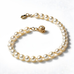 Obraz premium Pearl Bracelet with Gold Clasp Isolated on White Background