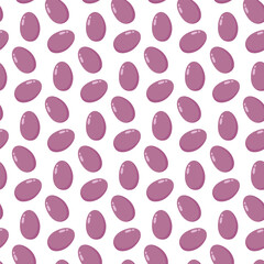 Seamless repeating diagonal pattern of glossy purple eggs with soft highlights on a white background. Clean geometric composition, minimal modern style, evenly spaced layout, suitable for surface desi © Lipitorika