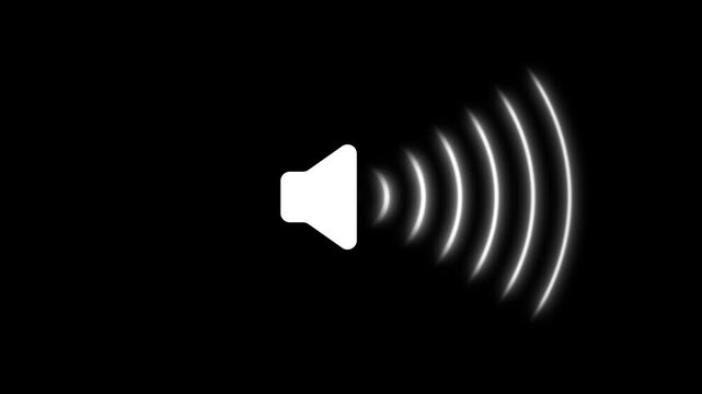 Speaker icon showing radio wave animation isolated on black background
