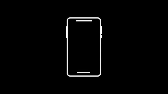 White smartphone displaying a circular arrow animation isolated on black background