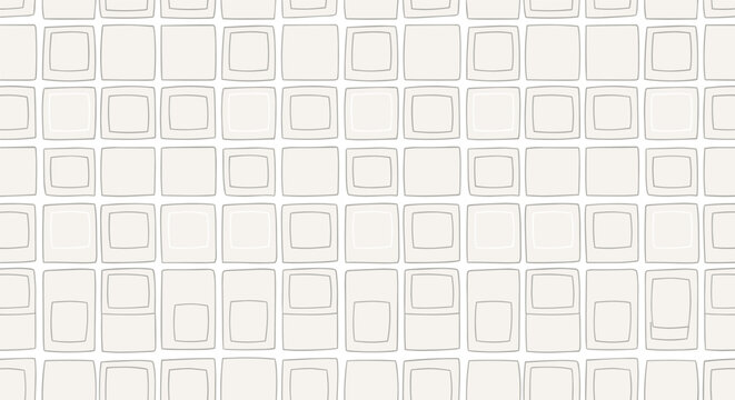 Minimalist grid pattern consisting of hand drawn light gray squares on a white background creating a subtle and clean geometric texture for design.