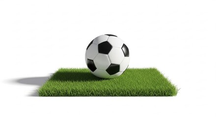 Fototapeta premium Football Ball with Natural Grass Base