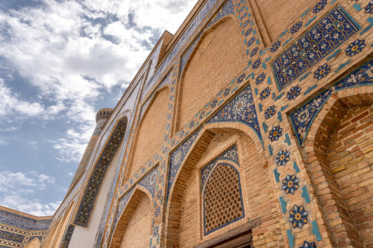 Guri Amir or Gur Emir is a mausoleum of the Mongol conqueror Amir Temur or Tamerlane in Samarkand, Uzbekistan at sunset