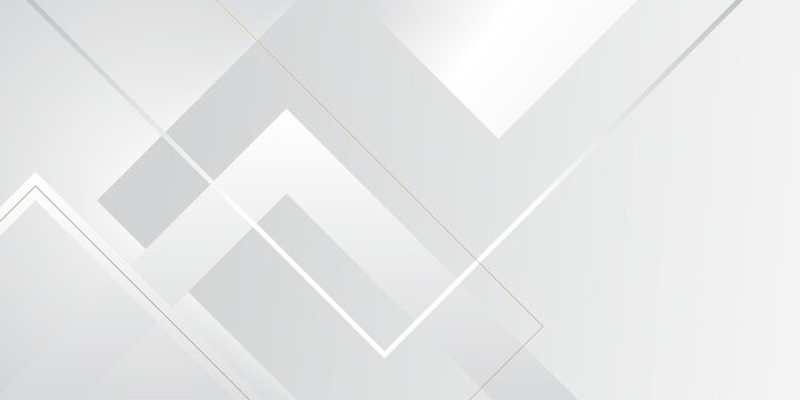 Abstract white and grey triangle overlay texture background. Modern elegant banner background with creative design and shiny golden line. gray gradient triangle abstract subtle vector background. 