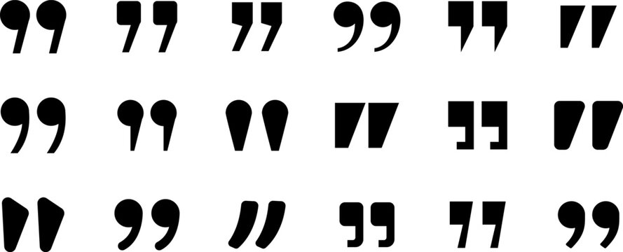Quotation marks. Black quotes icons set vector. Speech mark symbol. Punctuation marks. Citation sign.