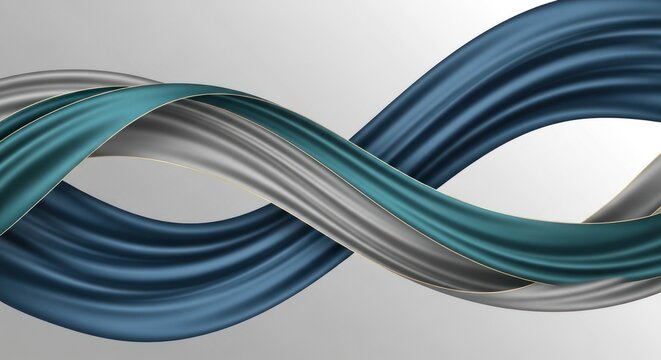 Abstract Swirling Waves of Teal, Blue, and Silver Paint.