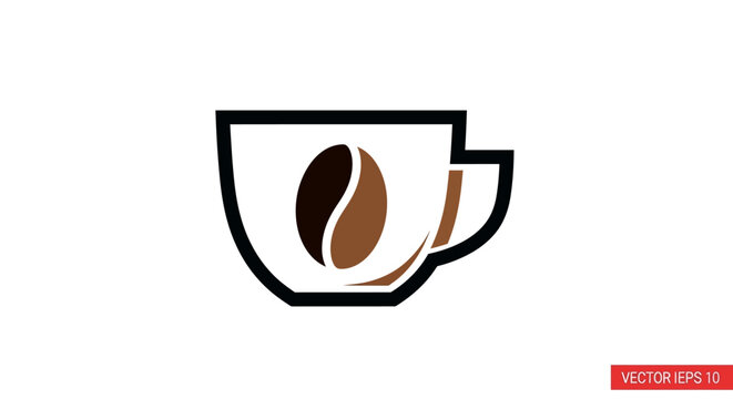 A coffee cup with a coffee bean.
