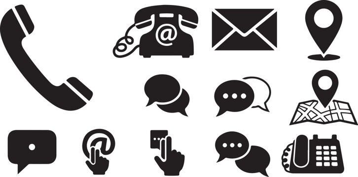 Communication icons for phone, email, and messaging services