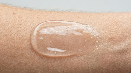 Fototapeta premium Transparent gel healing skin scratch in macro clinical close-up scene
