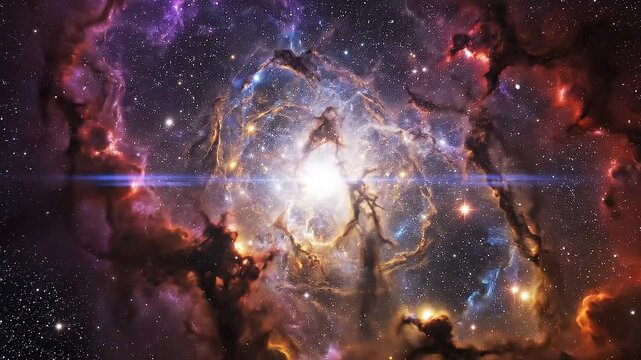 Celestial Symphony: The expansive cosmos unfurls, showcasing a nebula, a breathtaking ballet of stardust and cosmic energy. Experience the sublime beauty and mystery of the universe