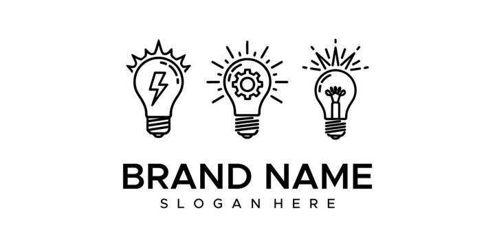 Logo Template with Lightbulb Icons and Placeholder Text