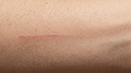 Fototapeta premium Thin line fading on skin surface in macro concept of recovery and healing