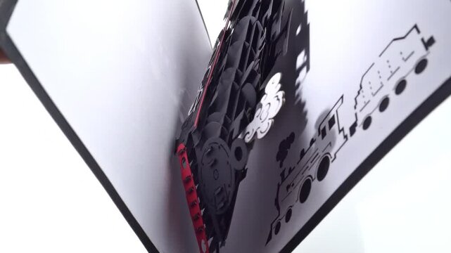 Foldable greeting card as pop-up card for birthday and celebrations - Steam Locomotive as Origami