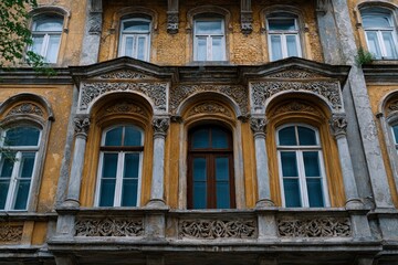 Obraz premium ornate building facade with arched windows.