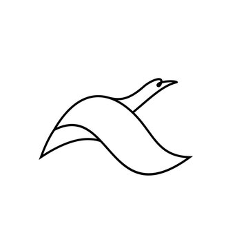 Minimalist Line Art Flying Bird Logo Icon