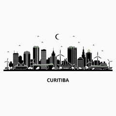 Obraz premium Curitiba Skyline Green Energy Cityscape Silhouette