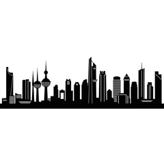 Obraz premium Modern City Skyline Silhouette Black and White